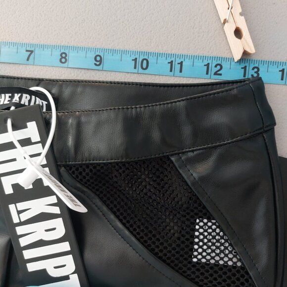 The Kript Faux Leather Pants S Fishnet Mesh Cut Out Dolls Kill Vegan Leather NWT - Picture 4 of 9